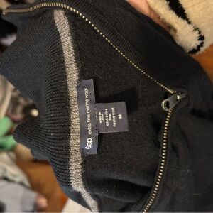 GAP Black and Gray Merino Wool Zip Sweater